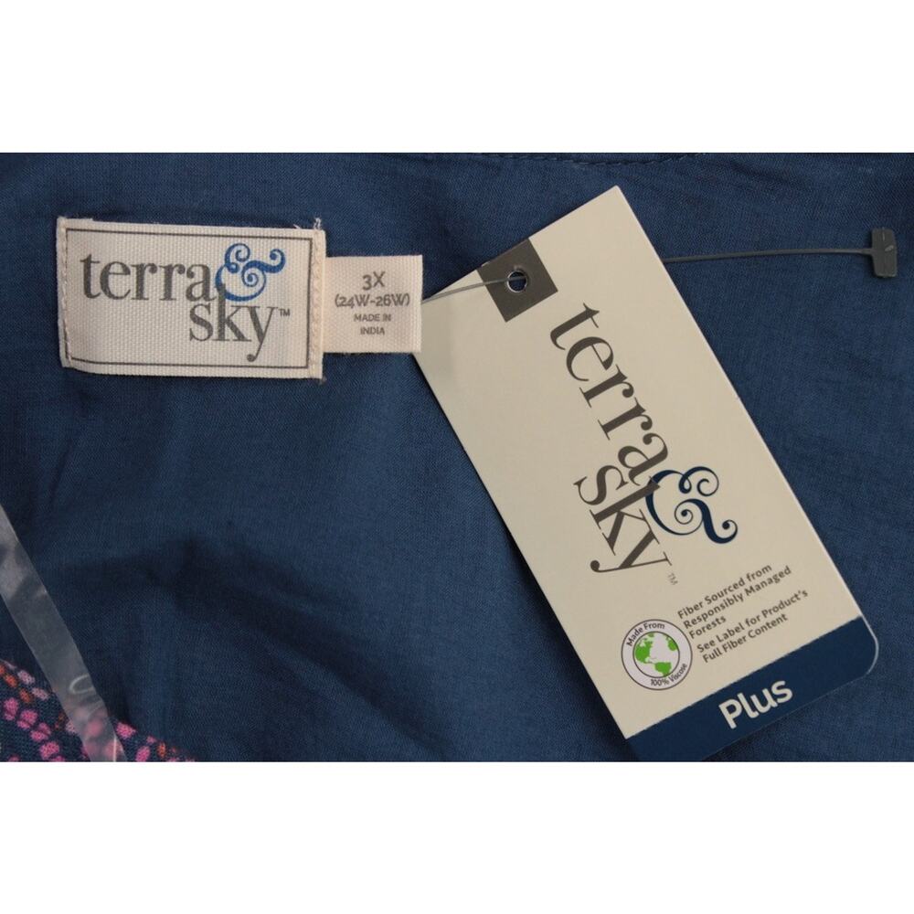 NWT Terra & Sky Plus Size 3X Midi Dress Boho Paisley Blue Comet Festival Indie - Picture 7 of 12